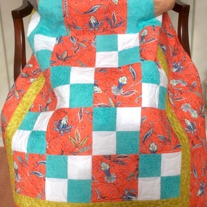 Handmade Lap quilt with Pockets. Wheelchair quilt. Nursing home quilt.