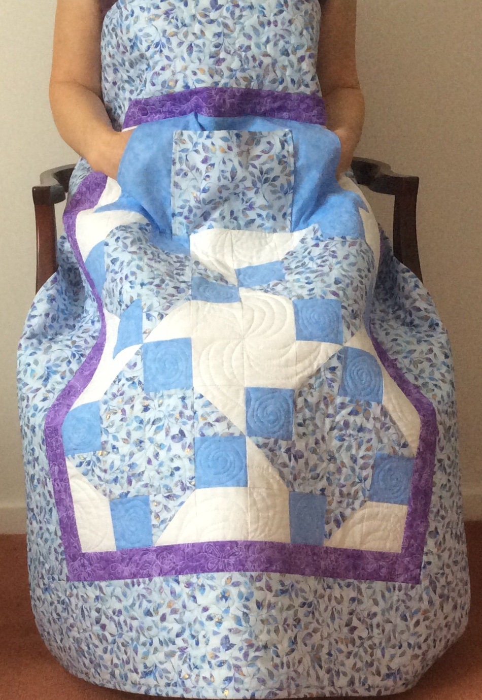 Handmade “Lap quilt with pockets “ Nursing home quilt. Wheelchair quilt.