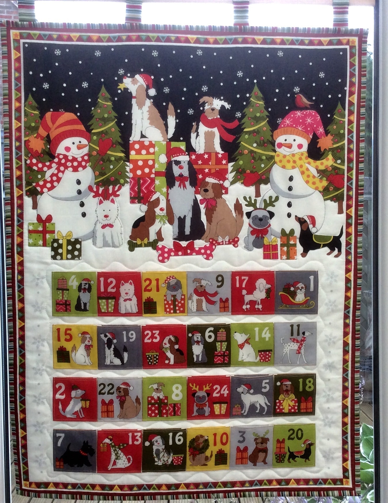Quilted Yappy Advent Calendar. Fabric Advent Calendar. Countdown