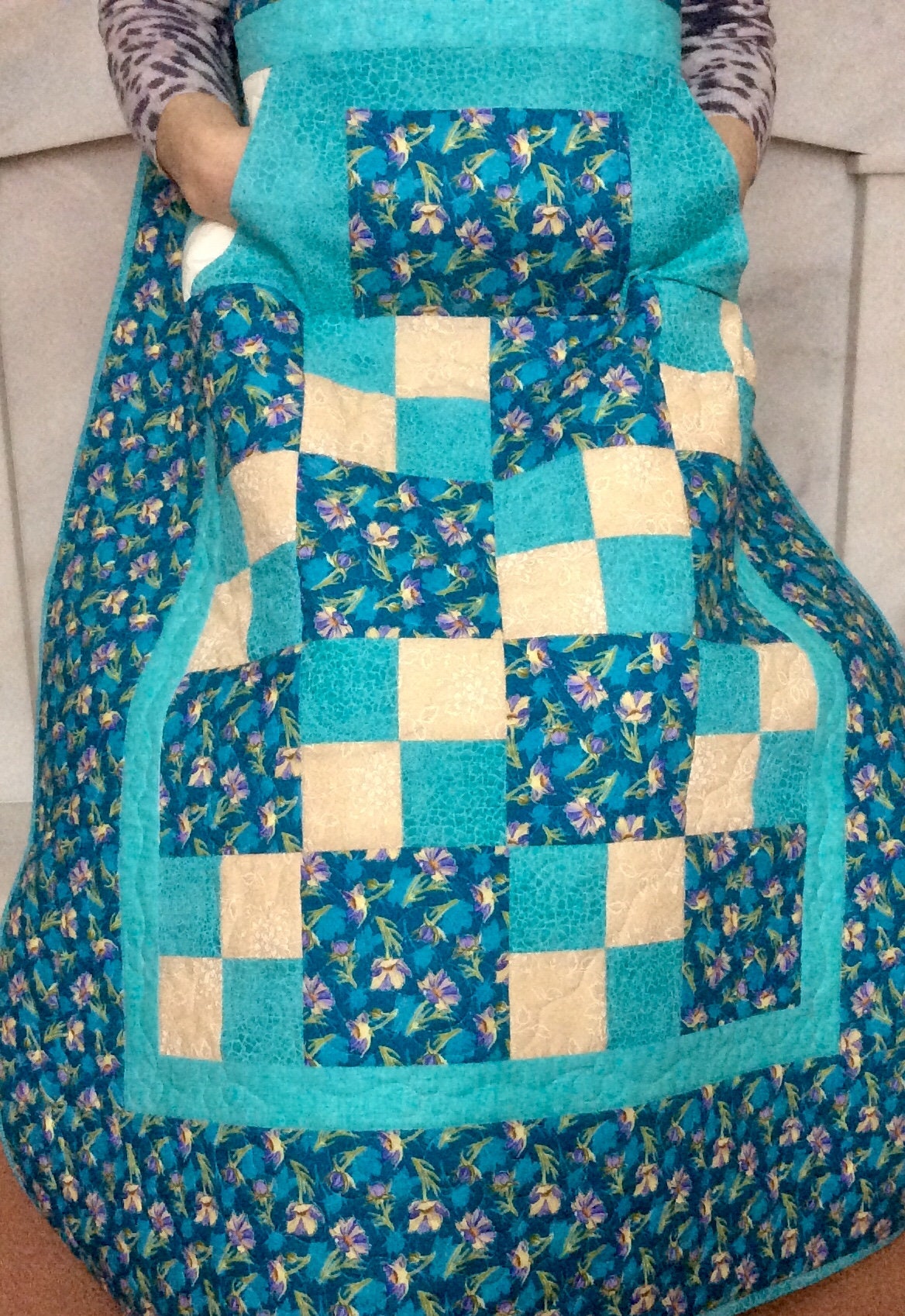 Lap Quilt with Pockets. Wheel chair quilt.