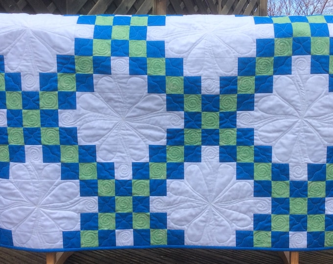 Handmade Double Irish chain baby quilt.