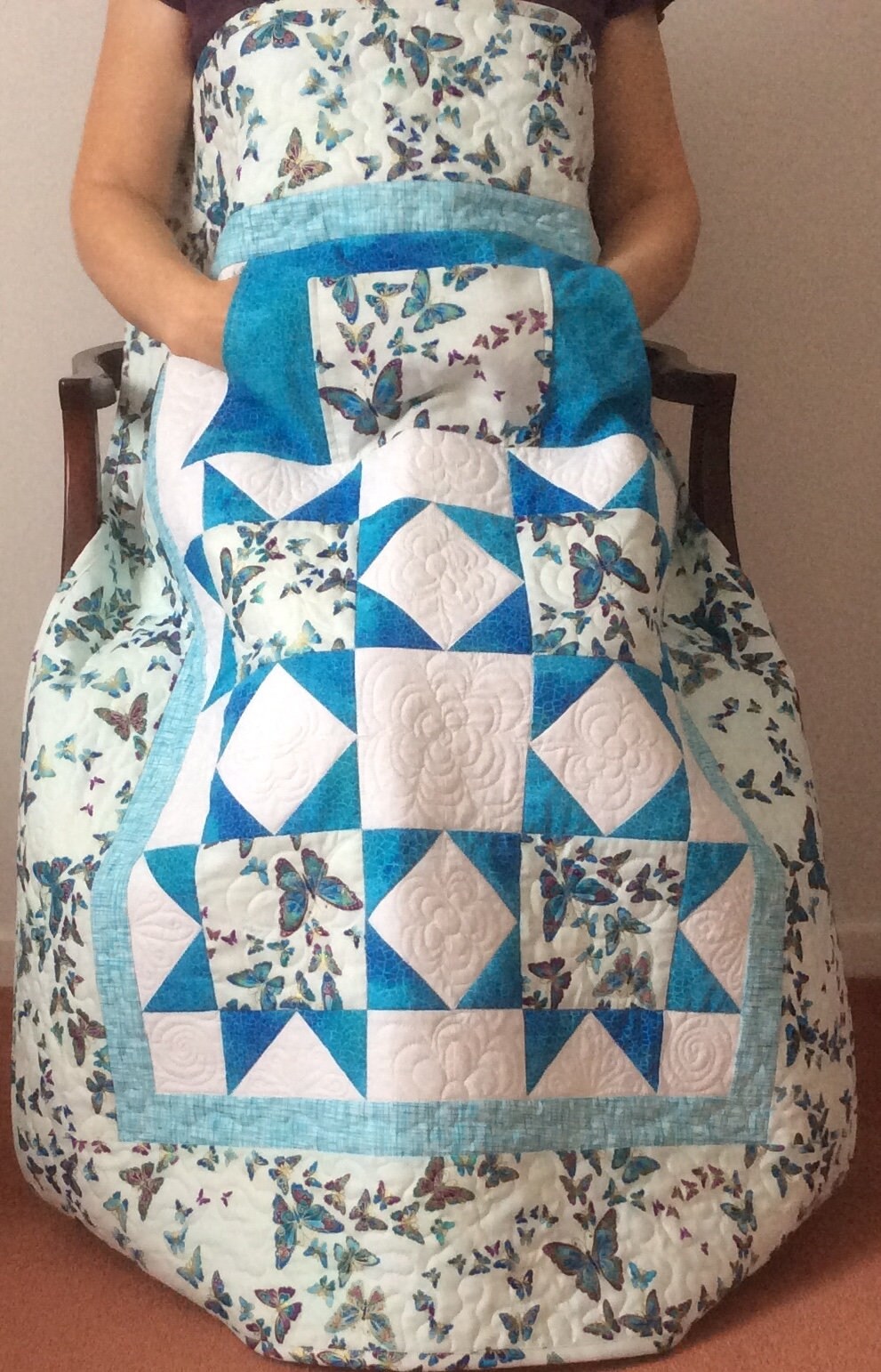 Butterfly “Lap Quilt with Pockets” Handmade Lap quilt. Wheelchair lap
