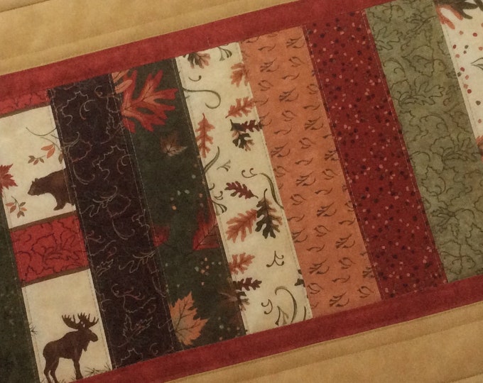 Quilted Table Runner. Table Topper. Fall table runner.