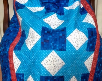 Handmade Lap quilt with Pockets. Nursing home quilt. Wheelchair quilt.