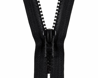 Black Closed ended Sport Zip 15cm (Pack of 3)