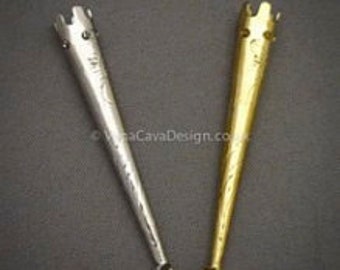 Long Engraved  Metal Aglets  (Aiglets) for Lace tipping, corsetry, Bolo Tips, Packs of 24 (12 pairs)