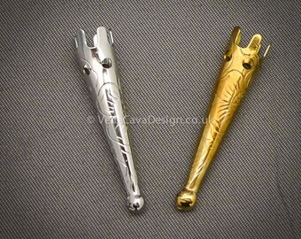 Kurze gravierte Metall aglets (Aiglets) für Spitzenspitzen, Korsett etc PAIRS