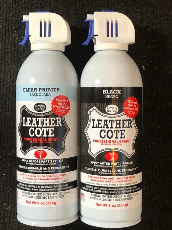 Leather Spray Paint Black Cote 8oz and Primer 2 Part Kit leather Dye in a  Can 