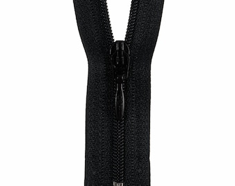 Black  Polyester General Purpose closed ended zips (Opti brand). Ideal for bodices, light corsetry etc 20cm (pack of 3)