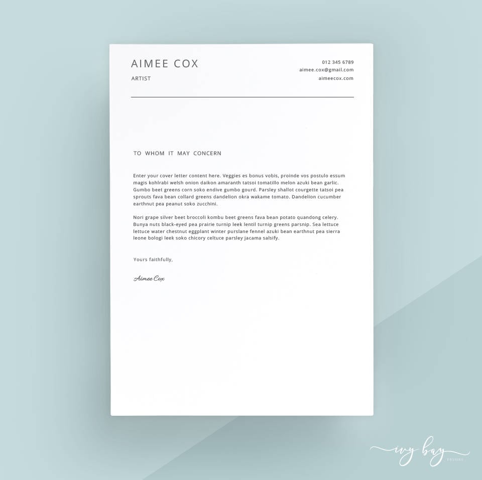 letterhead resume cover letter