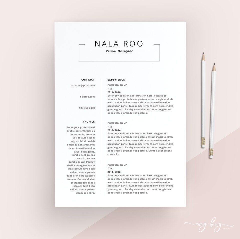 Clean Resume Template Cover Letter Cv Template Simple Etsy