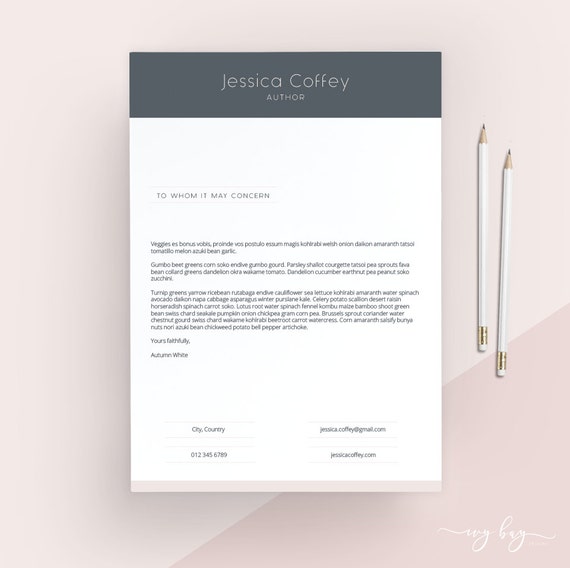 Professional Cover Letter Template Cover Letter Letterhead Word Template Simple Letter Instant Download Matching Resume Available
