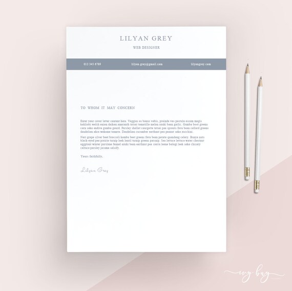Professional Cover Letter Template Cover Letter Letterhead - Etsy