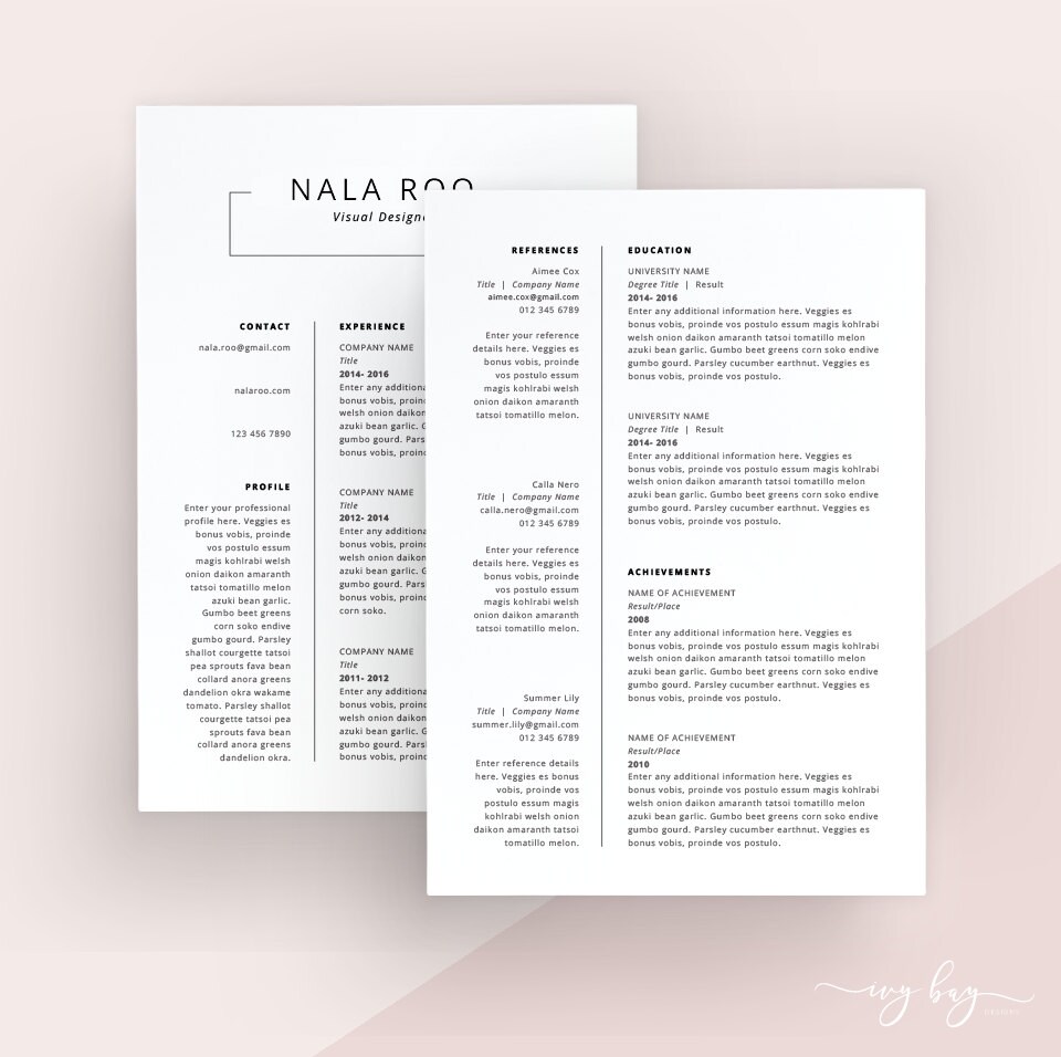Clean Resume Template Cover Letter CV Template Simple - Etsy UK