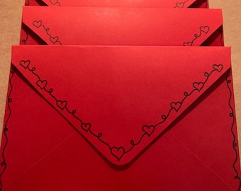 Red Heart Envelopes: Valentine's Day Cardstock, Self Adhesive, Set of 5