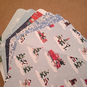 Handmade Winter Holiday Envelopes: Snow Patterned Cardstock, Self Adhesive, Set of 6