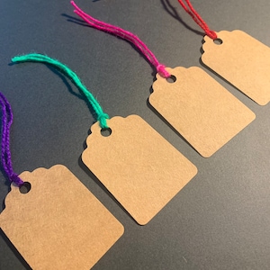 Unique Gift Tags, Holiday Party Favor Tags, Christmas, Kraft Paper, Gold Stars, Patterned Cardstock Hang Tags
