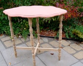 Antique 1949's Hall Table with scalloped edge, intricately turned legs, walnut. To be custom designed for buyer.