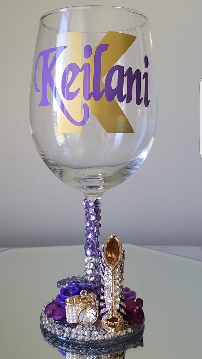 Bling Rhinestone Embellished Wine Glass Etsy