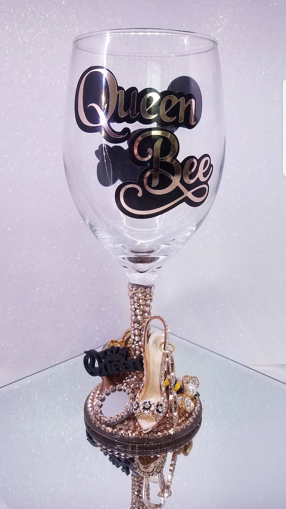 Queen Bee Birthday Personalized Custom Embellished Wine 