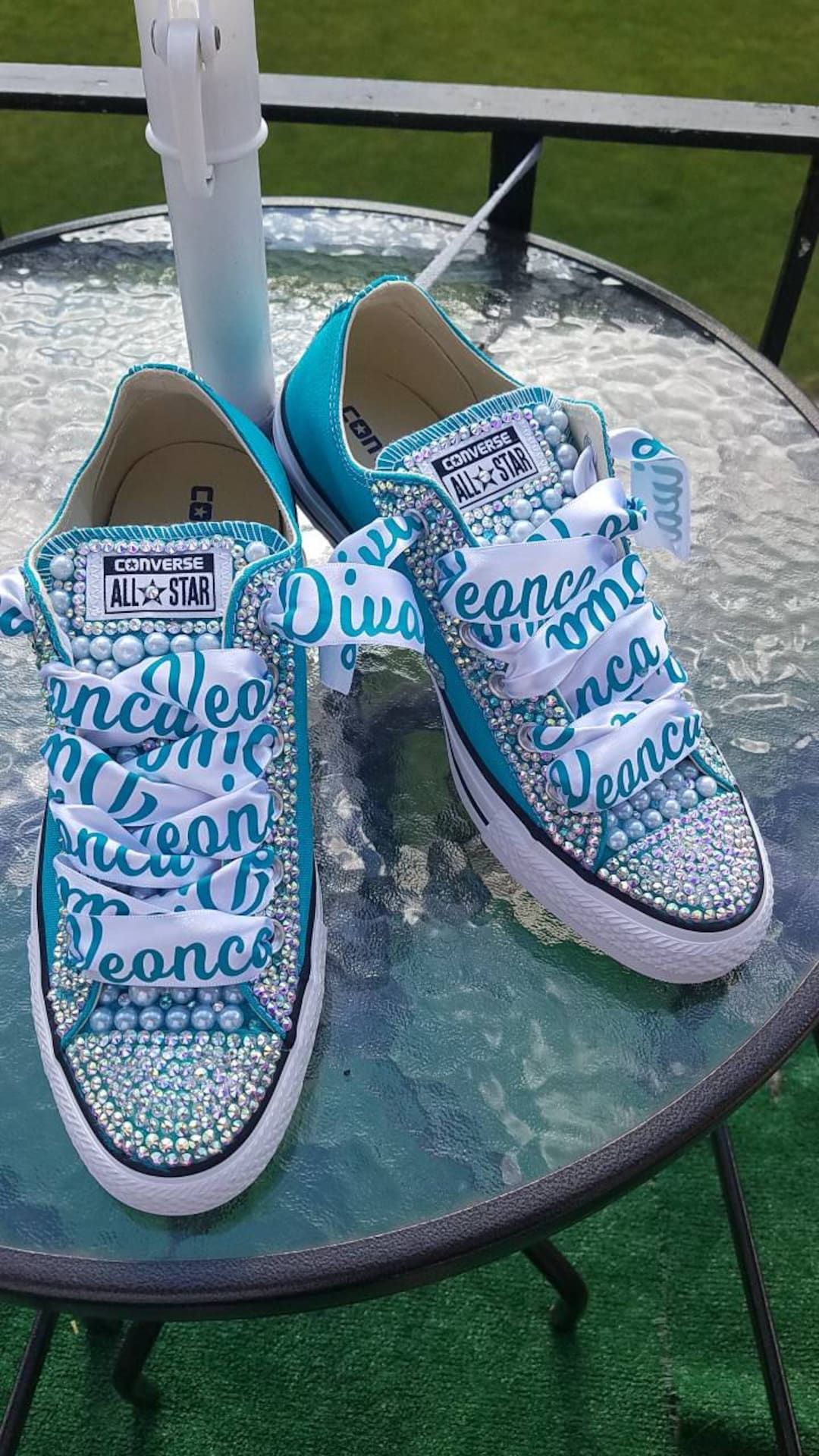 Wedding High Top Converse-bridal Sneakers-bling Sneakers-chucks and  Pearls-bling Chuck Taylors-bling Sneakers 