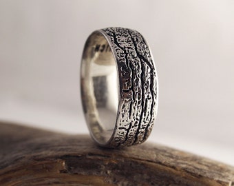 Statement Ring, Solid Wide Band Ring,Bark Wide Band Ring, Sterling Silver Ring, Oxidized 925 Silver Ring
