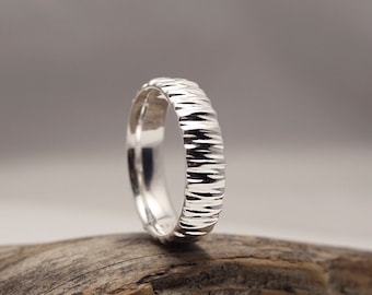 Statement Ring, Solid Band Ring, Sun Rays Band Ring, Sterling Silver Ring