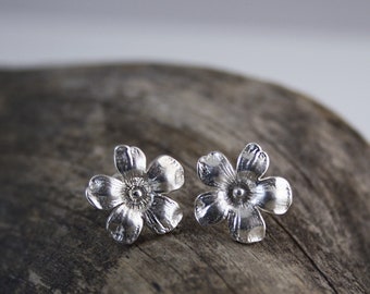 Summer flower stud earrings sterling silver 925