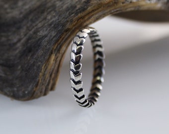 Narrow Ring Sterling Silver 925 Stacking Band Oxidised