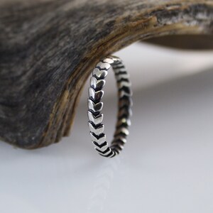 Narrow Ring Sterling Silver 925 Stacking Band Oxidised