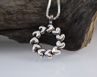 Heart pendant -  Sterling silver necklace - Blackened silver pendant, mothers day gift