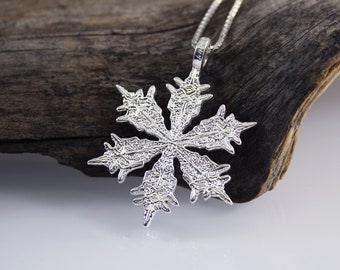 SNOW LIGHT - Snowflake pendant, Sterling silver 925, Snowflake crystal design, Christmas gift, Winter theme, Stylish jewelry