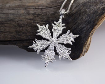 SNOW LIGHT - Snowflake necklace, Sterling silver 925
