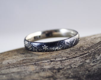 Snowflake Ring,  sterling silver, band ring, stackable ring