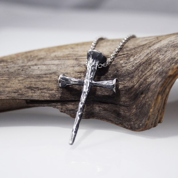 Nail Cross Solid Sterling Silver 925 Cross Jewelry 3 Nails Cross Necklace Sterling Silver Cross Etsy