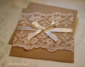 Rustic Lace Wedding Invitation. Country Wedding.