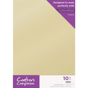 Tarjeta de purpurina de Crafters Companion. Perla Centura. Marfil. 10 hojas de cartulina A4 con purpurina. 250 g/m².