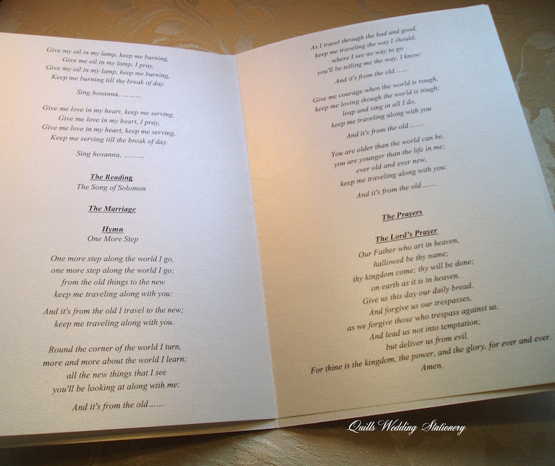 Wedding Ceremony Booklet Order Of Service Vintage Wedding Etsy UK