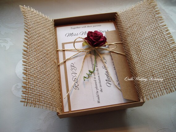 Ruby Rustic Romance Country Style Wedding Invitation Boxed Etsy