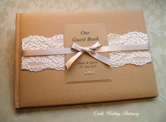 Wedding Guest Book Rustic Style Country Lace Various Colour Etsy