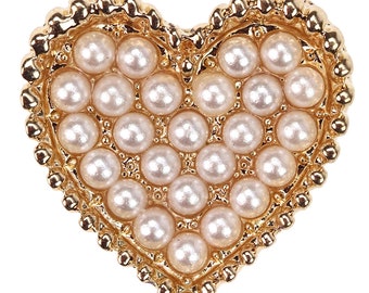 3 Heart Shaped Gold and Pearl Flat back Embellishments.