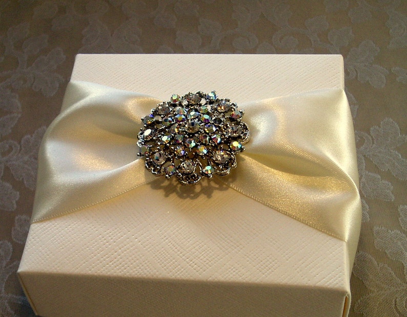 Glittering Diamante Brooch Decorated Gift Box. Bespoke. Various Colour Options. image 2