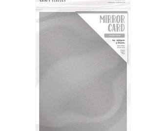 Craft Perfect Mirror Card. A4 250gsm. Frosted Silver. 15 sheets of A4.