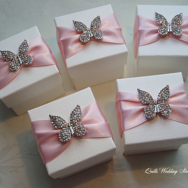 DIY Sparkling Diamante Butterfly Wedding Favour Box Kit. Wedding Favour Box Kit.
