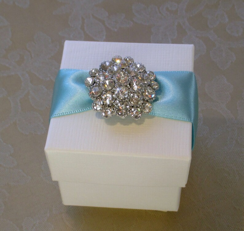 DIY Favour Box Kit. Dazzling Diamante Cluster Decorated Wedding Favour Kit. Bespoke. Various Colour Options. imagem 4