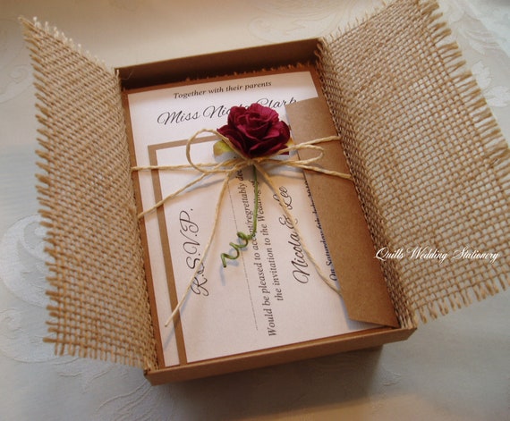 Ruby Rustic Romance Country Style Wedding Invitation Boxed Etsy