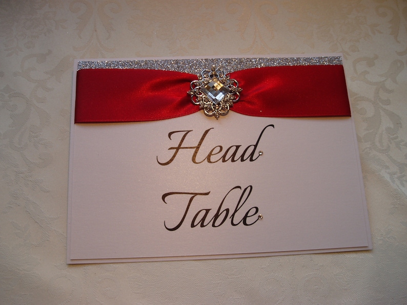 Wedding Table Names. Red and Silver Table Names and Numbers. Etsy
