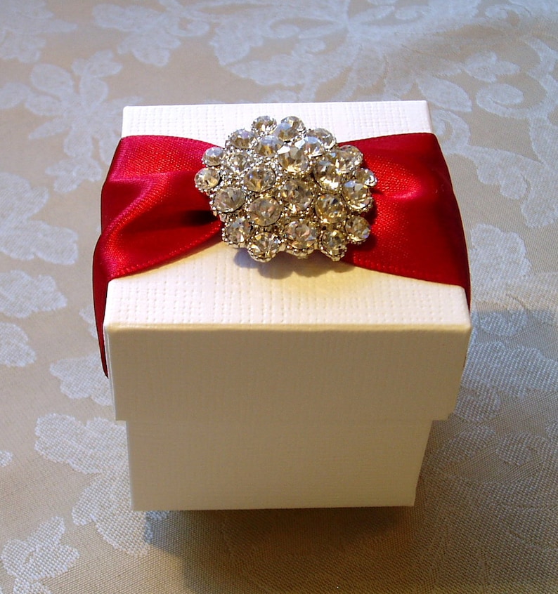 DIY Favour Box Kit. Dazzling Diamante Cluster Decorated Wedding Favour Kit. Bespoke. Various Colour Options. image 1