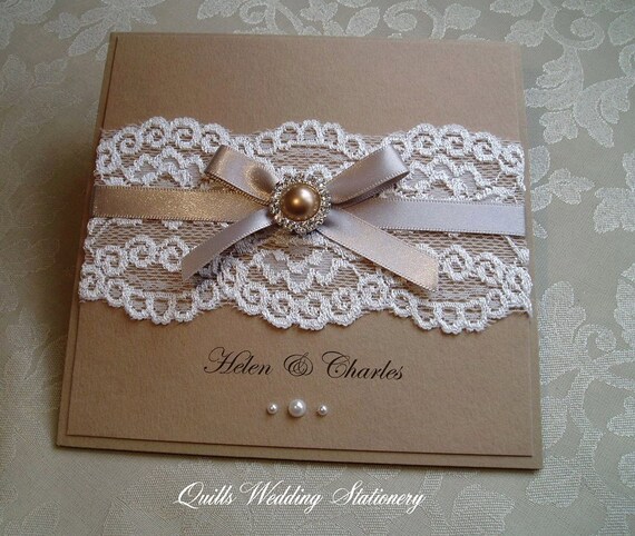 Country Elegance Wedding Invitation With Pearl Etsy