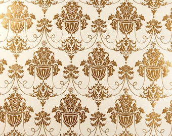 The Pemberley Gold and Ivory Decorated Foil Paper. A4 size Paper. Sold in packs of 10 sheets.